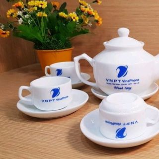 bộ ấm chén bát tràng in logo