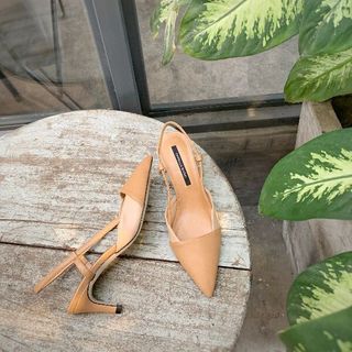 Giày sandal min bít mũi nhọn hở gót sang chảnh