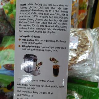 CÀ PHÊ DỪA - ROCKCAFE HỘP 240g 12 gói x 20g