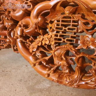 Sập Gụ Ngũ Phúc Nho Cổ 1m6 2m