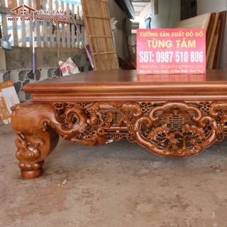 Sập Gụ Ngũ Phúc Nho Cổ 1m6 2m