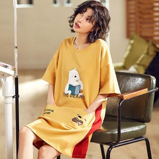Đầm suông phôm rộng có túi trước chất liệu thun thoáng mát thoải mái 104