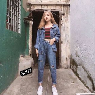 Quần baggy jean nữ rách MS 3007