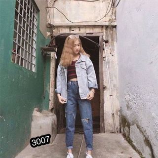 Quần baggy jean nữ rách MS 3007