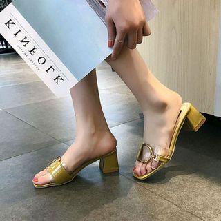 Dép quai ngang phối trong viền kim loại