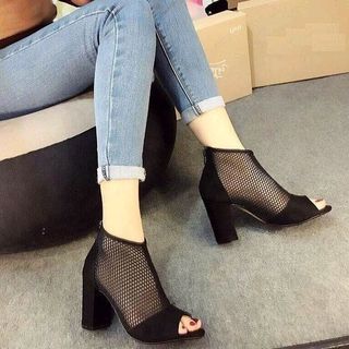 Giày bốt phối lưới hở mũi cao cấp