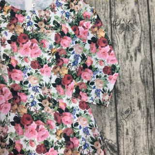 Áo dài truyền thống linen trắng hoa hồng