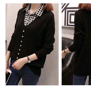 ÁO LEN CỔ PHỐI SƠ MI KẾT NÚT
