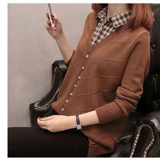 ÁO LEN CỔ PHỐI SƠ MI KẾT NÚT