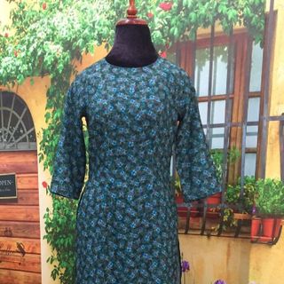 Áo dài lụa linen xanh lá đậm