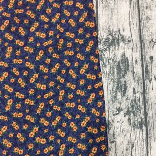 Áo dài truyền thống linen xanh đen hoa cam