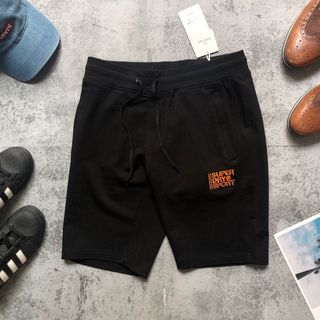 Short thun nỉ thêu chữ màu cam