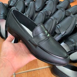 giày lười nam đai ngang đục lỗ chất da sần 100 da bò