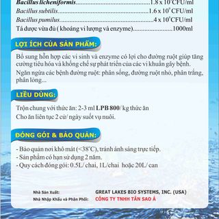 LPB800 Men vi sinh dạng nước đậm đặc