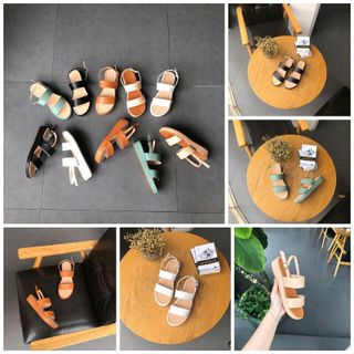 Giày sandal đế xuồng cao 3p bản 2 line trẻ trung
