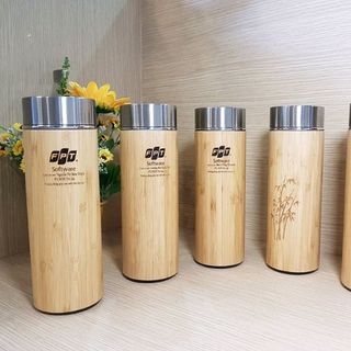 bình giữ nhiệt vỏ tre in logo theo yêu cầu giá rẻ