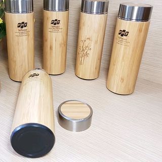 bình giữ nhiệt vỏ tre in logo theo yêu cầu giá rẻ