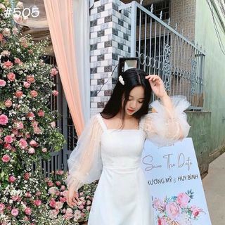 Đầm Công Chúa phối lưới tay phồng