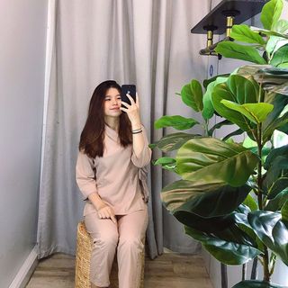 Đồ bộ lam chéo cột nơ kiểu Trung Hoa