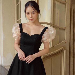 Đầm Xòe Tay Lưới Phồng