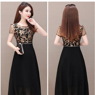 ĐẦM XÒE CỔ TRÒN NHŨ HỌA TIẾT SANG TRỌNG D3082 250