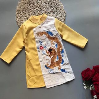 áo dài cách tân cho bố bé trai cao cấp thêu phượng - sỉ áo dài bé trai