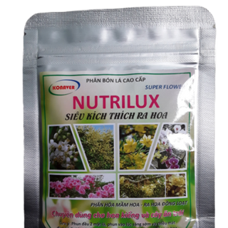 Phân bón kích thích ra hoa NUTRILUX Super Flower 100g thùng 50 gói giá bán sỉ