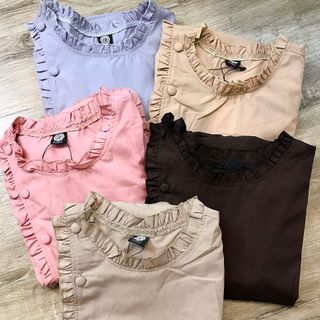 Đồ bộ lam viền bèo bọc nút