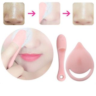 Bộ bàn chải silicone rửa mặt màu hồng Hàn Quốc giá sỉ