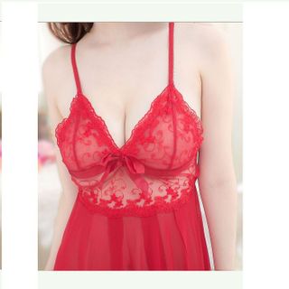 Váy ngủ xẻ tà xuyên thấu gợi cảm FReesize dưới 65Kg