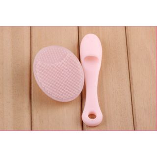 Bộ bàn chải silicone rửa mặt màu hồng Hàn Quốc