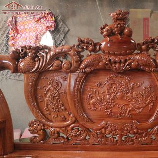 Bộ Bàn Ghế Nghê Bảo Đỉnh Gỗ Hương Đá
