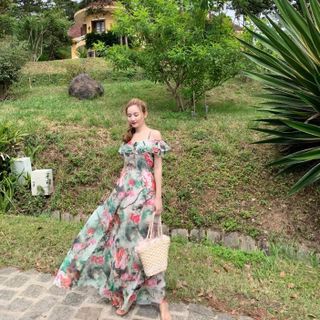 ĐẦM MAXI TRỄ VAI 2 DÂY BÈO