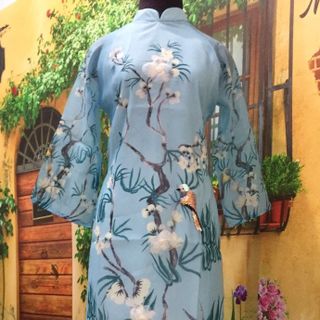 Áo dài cách tân hoa kết voan cườm