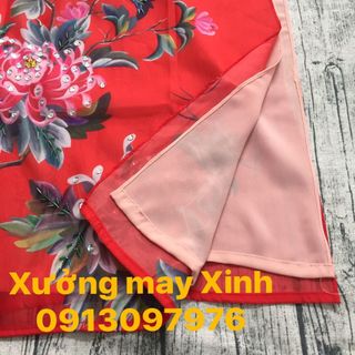 Áo dài cách tân hoa in 3D kết cườm lấp lánh