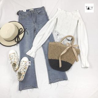 ÁO TRỄ VAI CHESIQUẦN JEAN ỐNG LOE