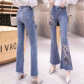 Quần jean nữ thêu họa tiết cao cấp