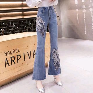 Quần jean nữ thêu họa tiết cao cấp