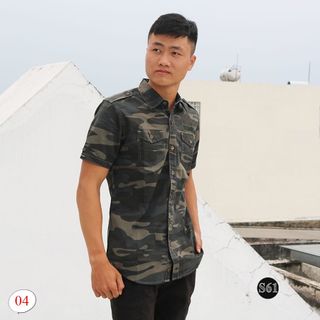 Áo Sơ Mi Nam Denim 2 Màu Lính Cao Cấp Vải Kaki
