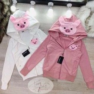 Áo khoác nữ da cá nón tai heo