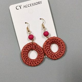 khuyên tai mây tre cói sắc màu chào thu khuyên tai Hàn Quốc