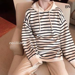 áo hoodie nữ hàn quốc giá rẻ đẹp chất có mũ len kẻ ngang BN 74870 giá sỉ