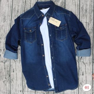 Áo Sơ Mi Nam Denim Dài Tay 2 Màu JEAN Cao Cấp
