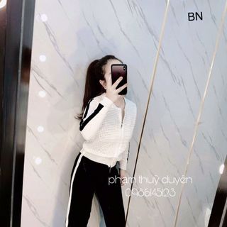 set bộ đồ nữ đẹp chất cá tính dễ thương giá rẻ áo len quần phối sọc BN 47669