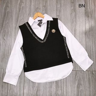 set bộ đồ nữ đẹp chất cá tính dễ thương giá rẻ sơ mi gile viền nhũ BN 67250