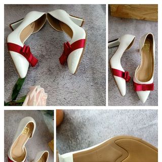 Giày cao gót 7p hở eo đính nơ
