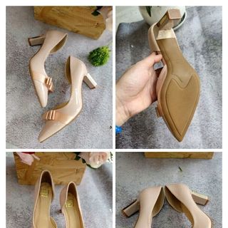 Giày cao gót 7p hở eo đính nơ