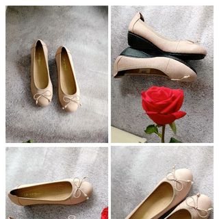 giày búp bê da thật cao 3p