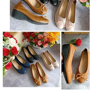 giày búp bê da thật cao 3p