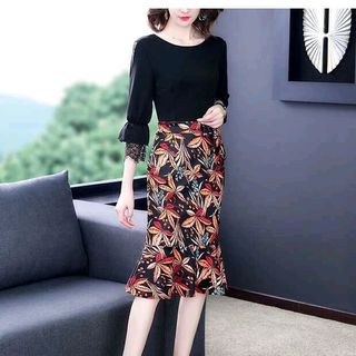 ĐẦM PHỐI TAY REN CHAN VÁY HOA